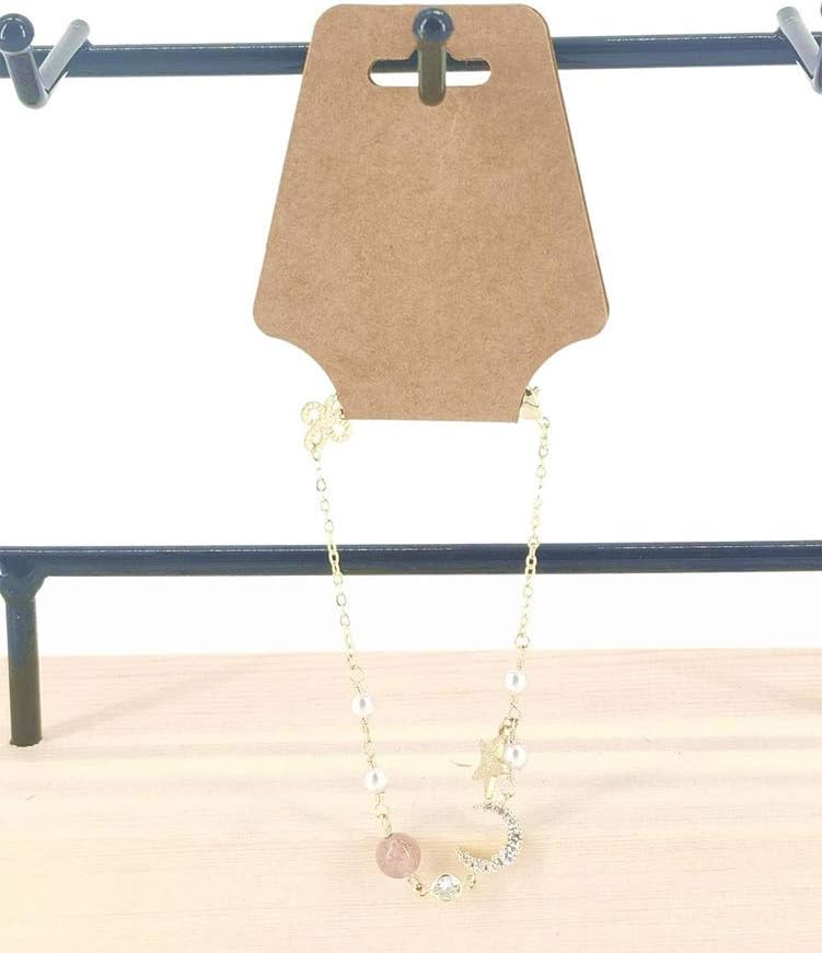 KOVCOAP 100 PCS Necklace Display Cards Holders Jewelry Bracelets Earrings Keychain Rings Hairbands Craft Projects Brown Kraft Paper Hang Tags Card 4.9 x 2 Inches - Image 5